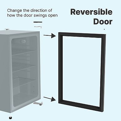 SnowLion Premium 131L Glass Door Beverage Refrigerator 4.6 Cu.ft Freestanding Mini Fridge