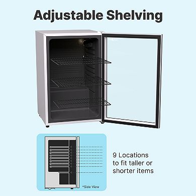 SnowLion Premium 131L Glass Door Beverage Refrigerator 4.6 Cu.ft Freestanding Mini Fridge