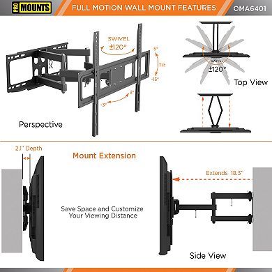 ProMounts Full Motion TV Wall Mount for TVs 37" to 92" Up to 88 lbs