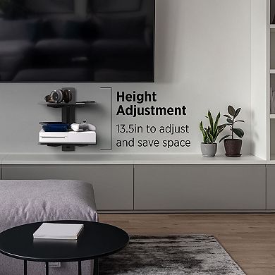 ProMounts Tempered Glass Floating Double Wall Shelf, Holds Up to 35 lbs