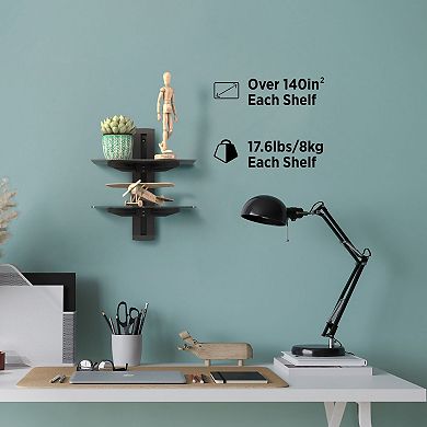 ProMounts Tempered Glass Floating Double Wall Shelf, Holds Up to 35 lbs