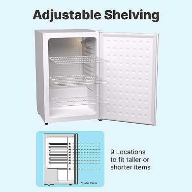 SnowLion Premium 122L Solid Door 4.3 Cu.ft. Freestanding Under-counter Mini Fridge