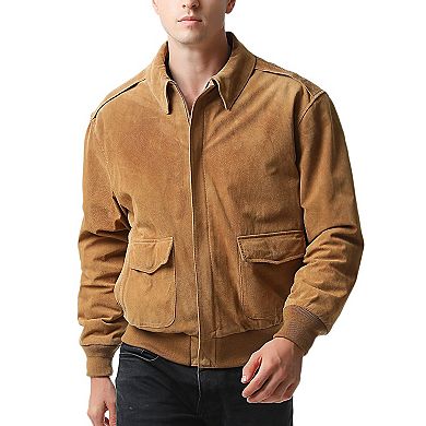 Men's Landing Leathers A-2 Suede Leather Flight Bomber Jacket