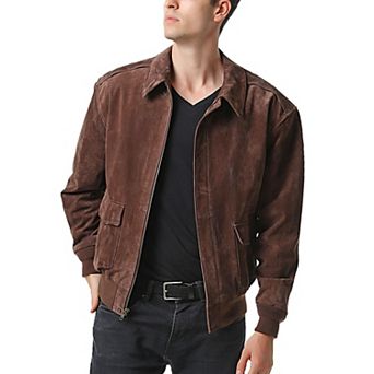 Men's Landing Leathers A-2 Suede Leather Flight Bomber Jacket