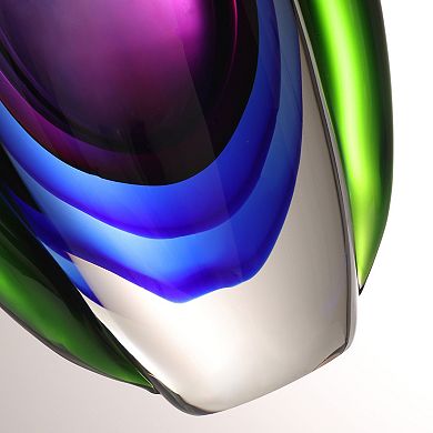 Luxury Lane Hand Blown Purple Sommerso Oval Art Glass Vase