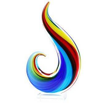 Luxury Lane Hand Blown Rainbow Swirl Sommerso Art Glass Sculpture