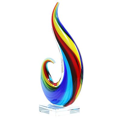 Luxury Lane Hand Blown Rainbow Swirl Sommerso Art Glass Sculpture
