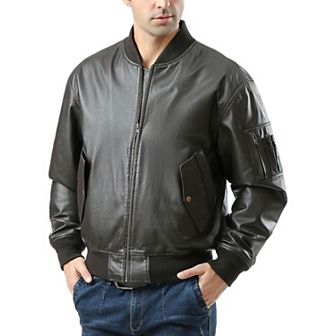 Men's Landing Leathers Ma-1 Leather Flight Bomber Jacket