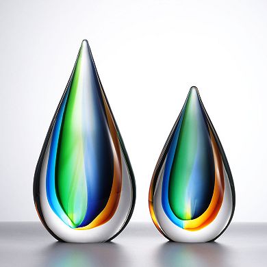 Luxury Lane Hand Blown Teardrop Sommerso Art Glass Sculpture