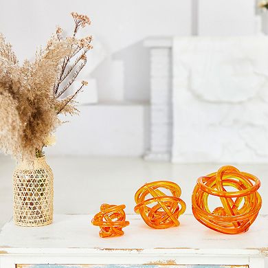 Luxury Lane Hand Blown Infinity Knot Sommerso Art Orbit Glass Ball