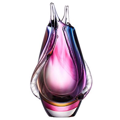 Luxury Lane Hand Blown Sommerso Art Glass Teardrop Vase