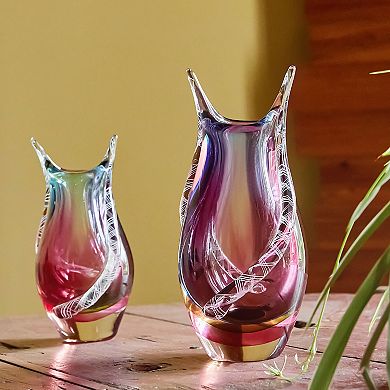 Luxury Lane Hand Blown Sommerso Art Glass Teardrop Vase