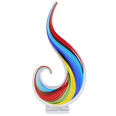 Luxury Lane Hand Blown Rainbow Swirl Sommerso Art Glass Sculpture