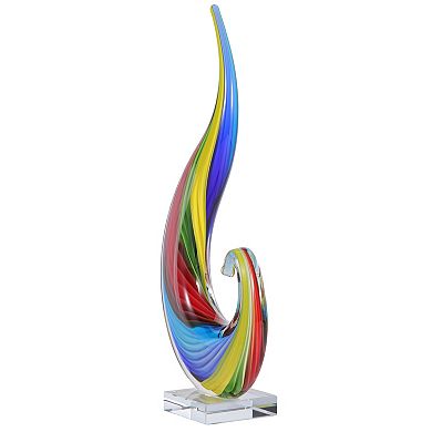 Luxury Lane Hand Blown Rainbow Swirl Sommerso Art Glass Sculpture