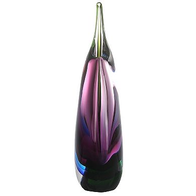 Luxury Lane Hand Blown Multicolor Sommerso Teardrop Art Glass Vase With Angled Lip
