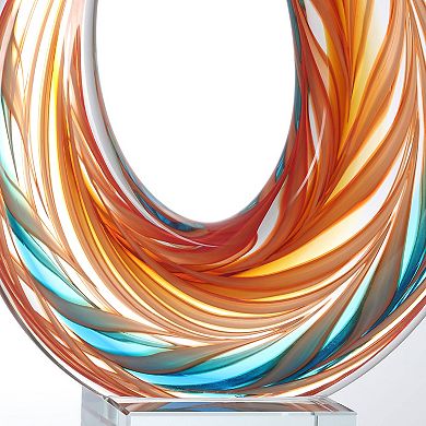 Luxury Lane Hand Blown Flame Sommerso Art Glass Sculpture
