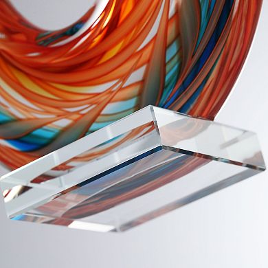 Luxury Lane Hand Blown Flame Sommerso Art Glass Sculpture