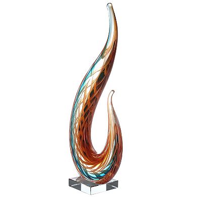Luxury Lane Hand Blown Flame Sommerso Art Glass Sculpture