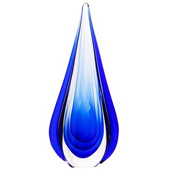 Luxury Lane Hand Blown Water Drop Sommerso Art Glass Sculpture