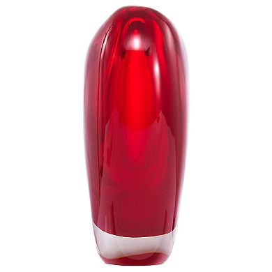 Luxury Lane Hand Blown Red Love Heart Shaped Sommerso Art Glass Vase