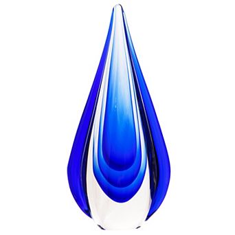 Luxury Lane Hand Blown Water Drop Sommerso Art Glass Sculpture