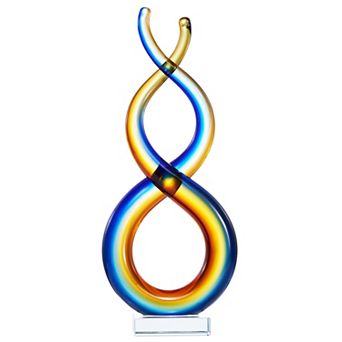 Luxury Lane Hand Blown Wave Sommerso Art Glass Scultpure