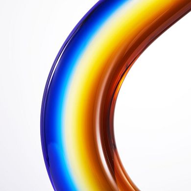 Luxury Lane Hand Blown Wave Sommerso Art Glass Scultpure