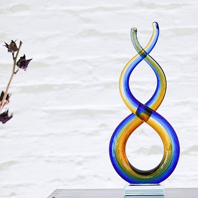 Luxury Lane Hand Blown Wave Sommerso Art Glass Scultpure
