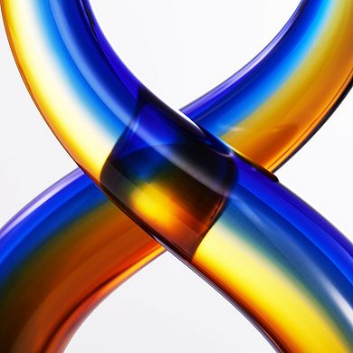 Luxury Lane Hand Blown Wave Sommerso Art Glass Scultpure