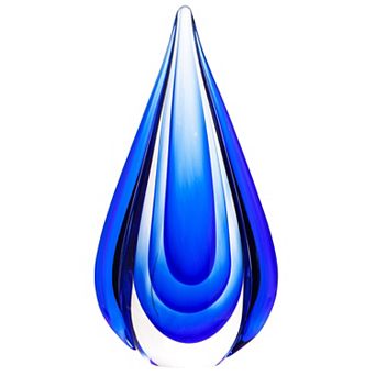 Luxury Lane Hand Blown Water Drop Sommerso Art Glass Sculpture
