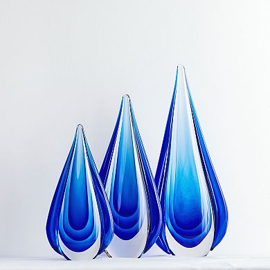 Luxury Lane Hand Blown Water Drop Sommerso Art Glass Sculpture