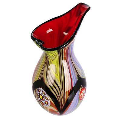 Luxury Lane Hand Blown Abstract Teardrop Art Glass Vase With Angled Lip