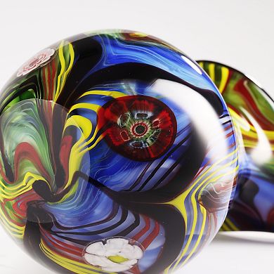 Luxury Lane Hand Blown Abstract Teardrop Art Glass Vase With Angled Lip