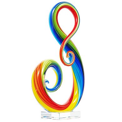 Luxury Lane Hand Blown Treble Sommerso Art Glass Sculpture