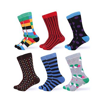 Fun Colorful Dress Socks 6 Pack