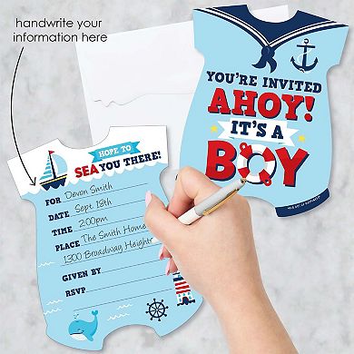 Big Dot Of Happiness Ahoy It's A Boy - Shaped Fill-in Invitations With Envelopes - 12 Ct