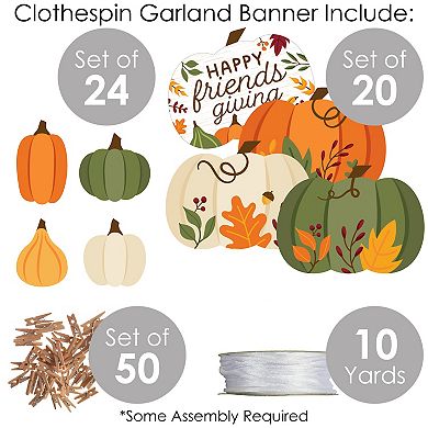 Big Dot Of Happiness Fall Friends Thanksgiving - Clothespin Garland Banner - 44 Pieces