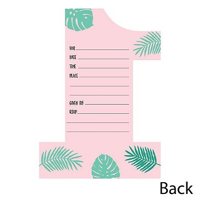 Big Dot Of Happiness 1st Birthday Pink Flamingo Party Shaped Fill-in Invites/envelopes 12 Ct