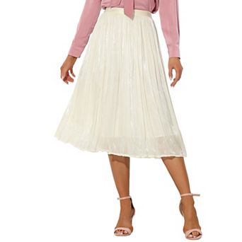 Pleated Midi Skirt For Women's Elastic Waist Casual Accordion Skirt