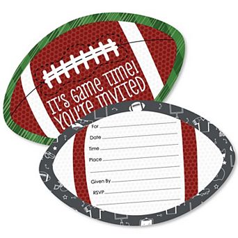 Big Dot Of Happiness End Zone - Football - Shaped Fill-in Invitations With Envelopes - 12 ct