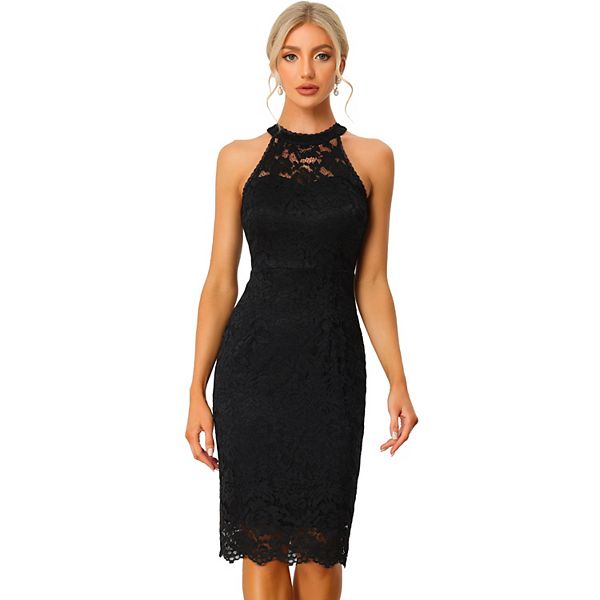 Elegant Lace Dress for Women's Halter Neck Sleeveless