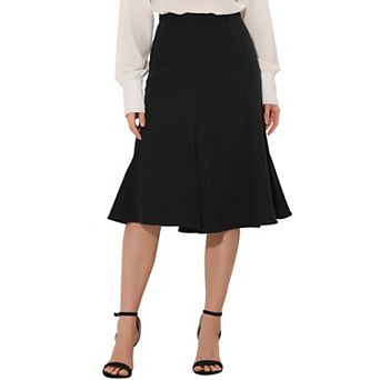 Flared a Line Midi Skirt for Women Side Zipper High Waist Elegant Skirts