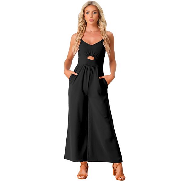 Off Shoulder Jumpsuit Wide Leg Romper Solid Color Summer Short Sleeve Casual Playsuit