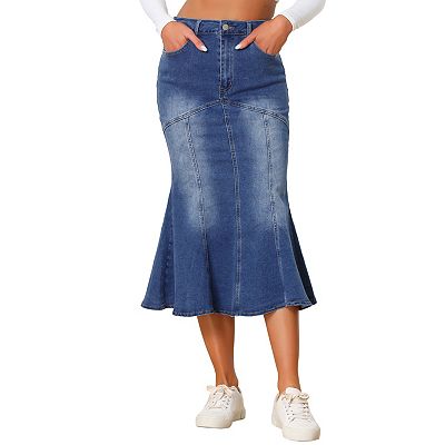 【BAON】Ankel Cat Washing Denim Midi Skirt 6982652_Blue?wid=400&hei=400&