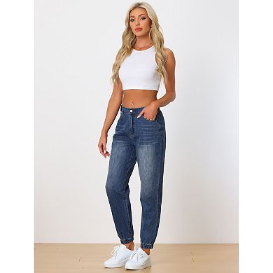 Jeans Jogger For Women Casual High Waisted Elastic Waist Denim Pants