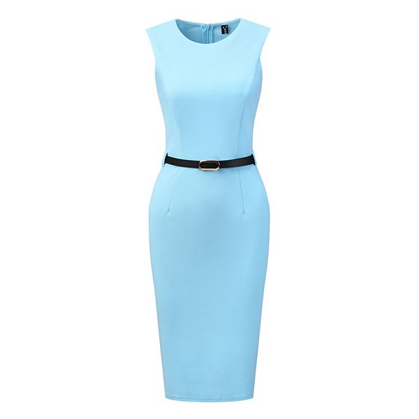 pale blue sheath dress NicoBlu Alice Long Sheath Dress in Pastel Blue and Gold Embellishment 14 main image 0