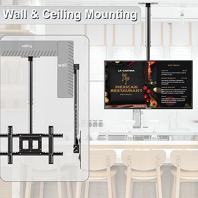 Ceiling Tv Bracket  Height Adjustable Swivel For  32-65 Inch Tv  Max Vesa 600x400mm