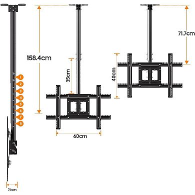 Ceiling Tv Bracket Height Adjustable Swivel For 32-65 Inch Tv Max Vesa 600x400mm