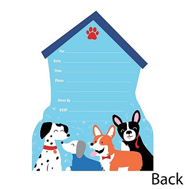 Big Dot Of Happiness Pawty Like A Puppy - Shaped Fill-in Invitations With Envelopes - 12 Ct