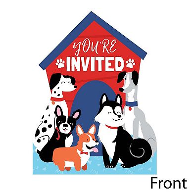 Big Dot Of Happiness Pawty Like A Puppy - Shaped Fill-in Invitations With Envelopes - 12 Ct